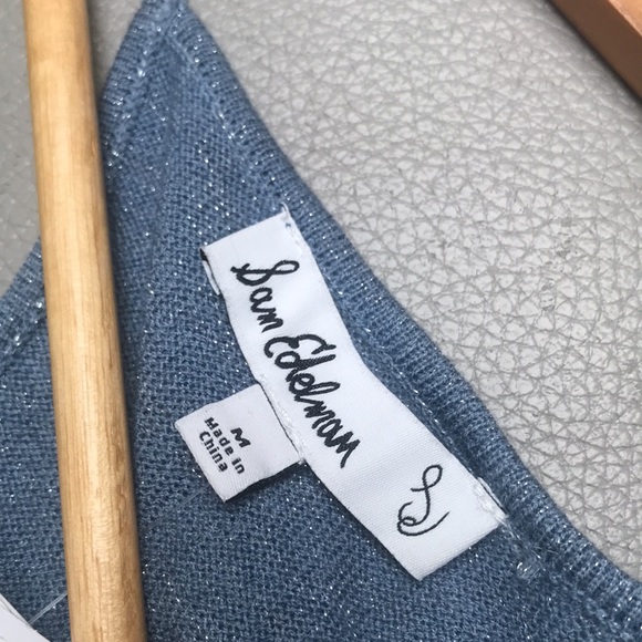 Sam Edelman Women's  Blue Heaven Shimmering Irina Cowlneck Top. Size M - Picture 6 of 7